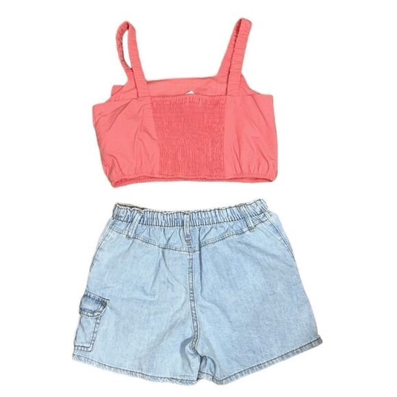 Zara Girls Blue & Coral Shorts Set(Size 11-12yrs) - Picture 2 of 8